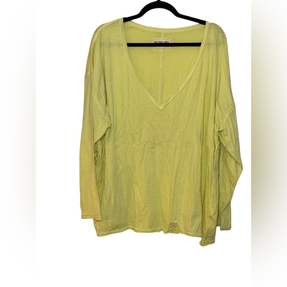NWOT We The Free Yellow Long Sleeve On My Mind V-Neck Top | Sz XL - Picture 2 of 8